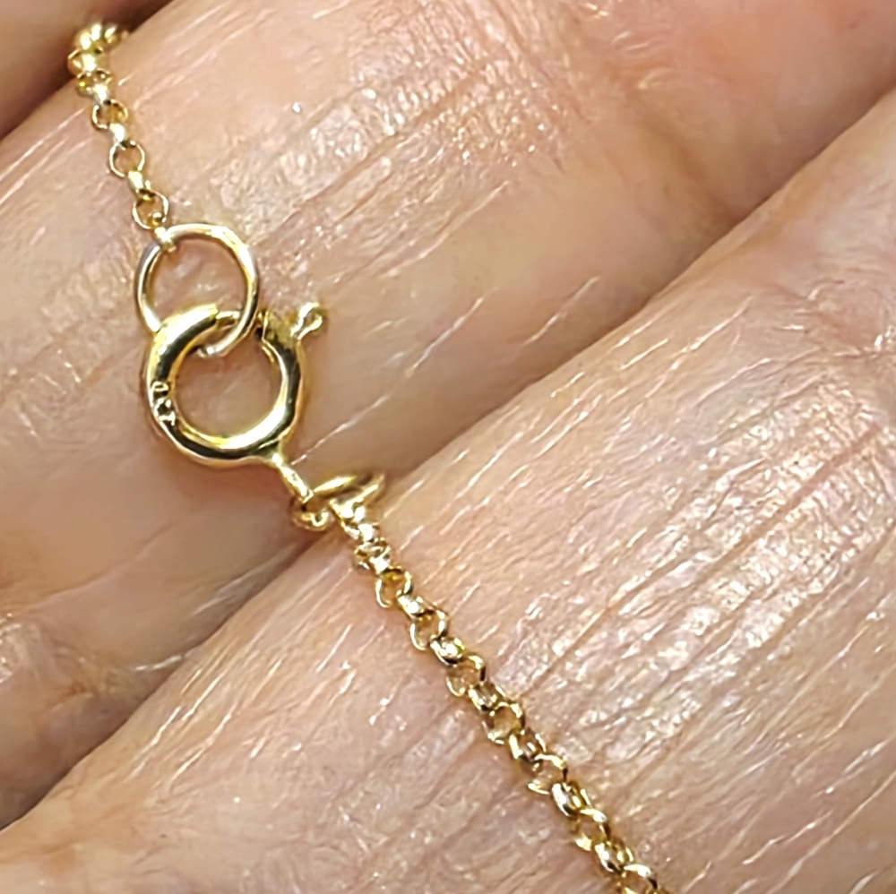 💛18k Rolo Gold Chain Necklace- Size 16 - Picture 2 of 4